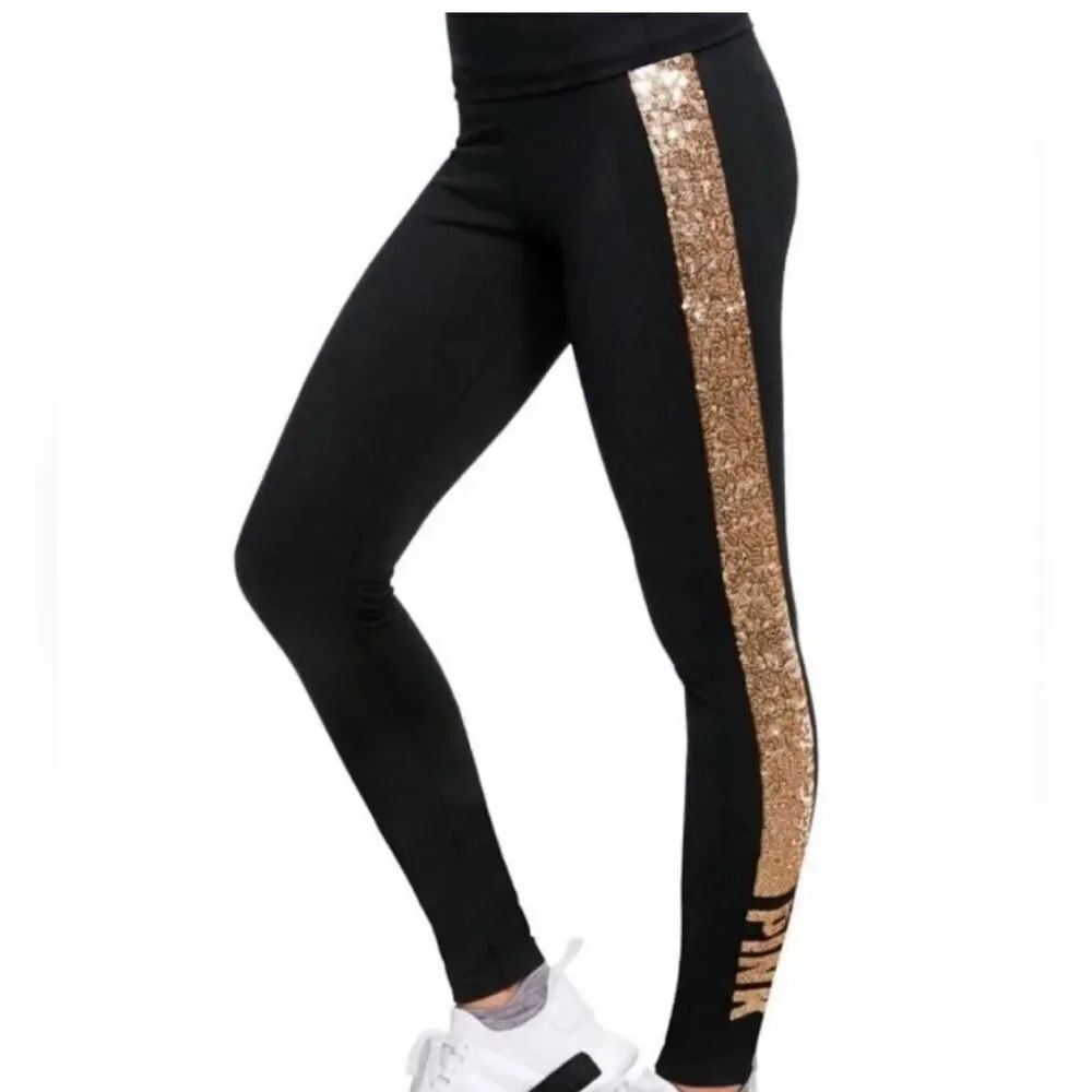 PINK Victoria's Secret foldable bling leggings Gold M